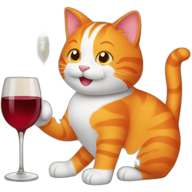 orange cat holding a glass of wine emoji