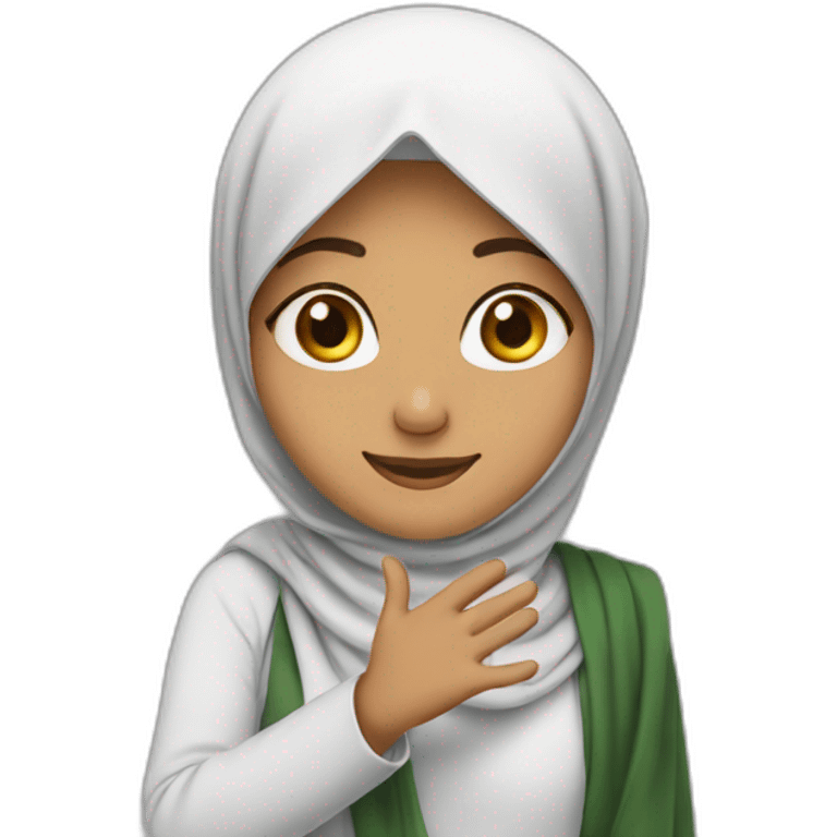 Muslim girl says hello with her hand emoji