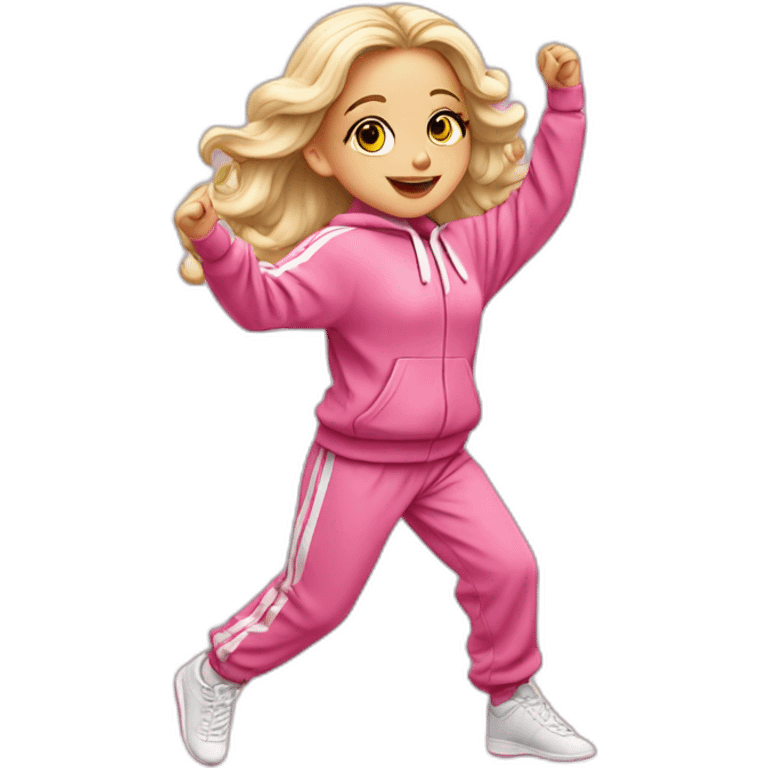 dancing-white-fair-haired-girl-pink-oversize-tracksuit emoji