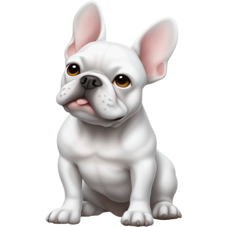 white french bulldog with guns emoji