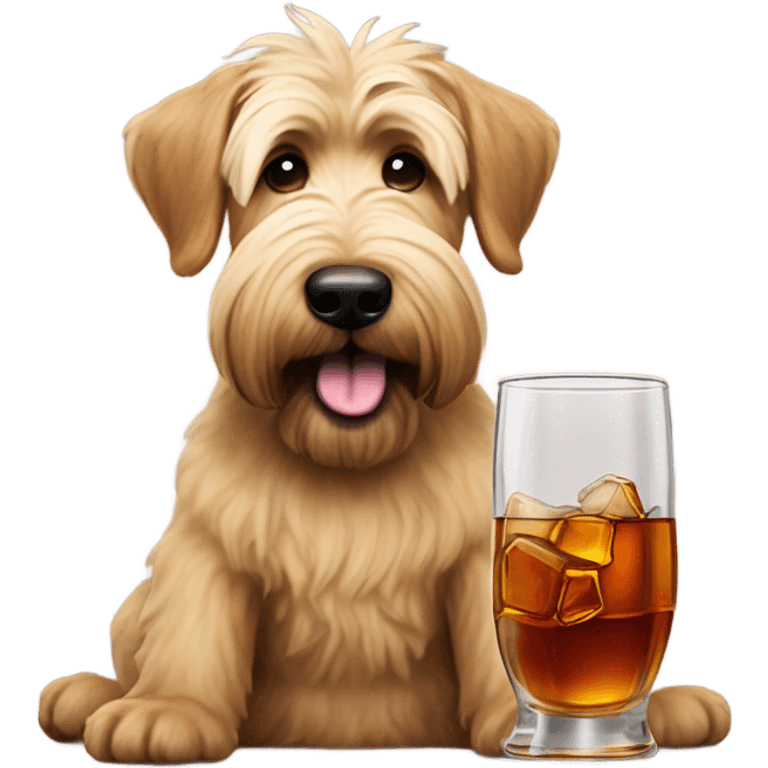 Wheaten terrier drinking bourbon  emoji