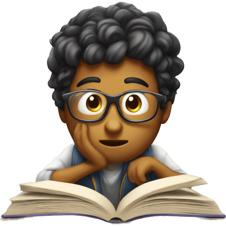 Puzzled student scratching head while reading a book emoji