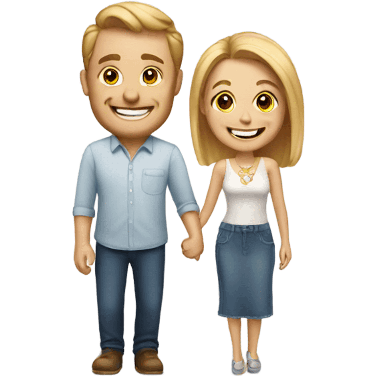 smiling couple with engagement ring emoji