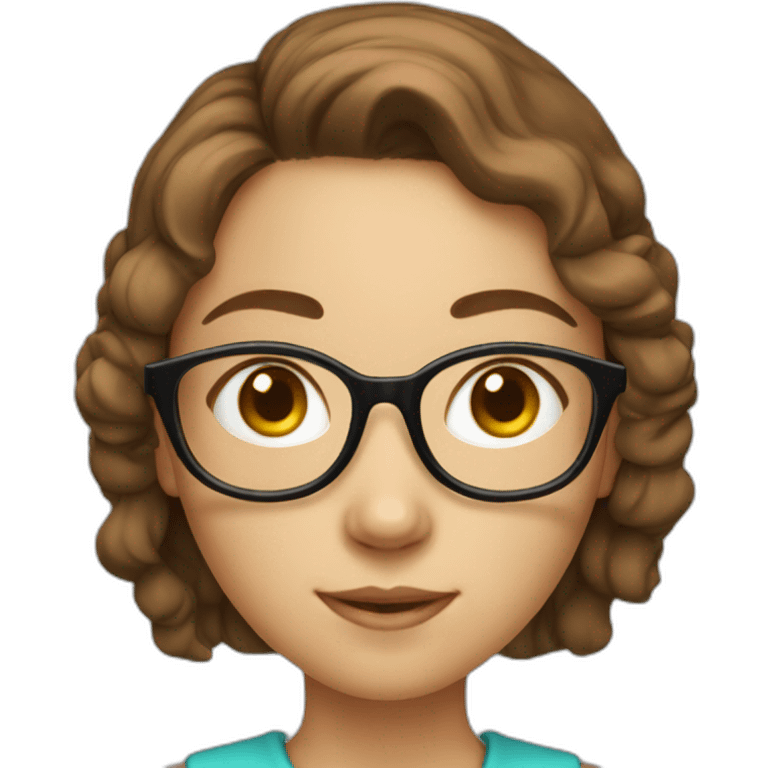 a girl with eye glasses, with light skin and brown hair, studying calculus  emoji