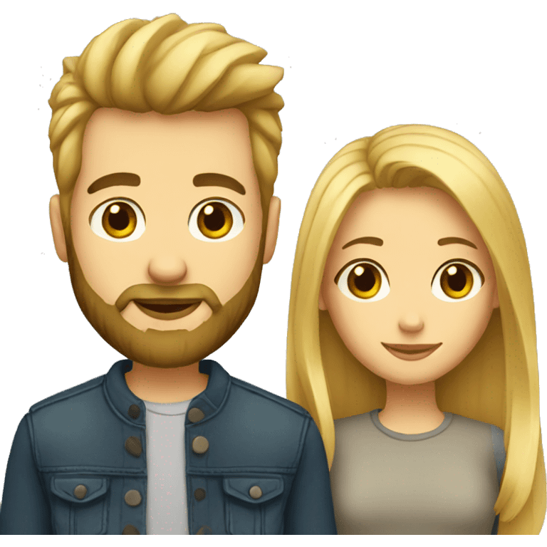 Blonde girl and boyfriend beard emoji