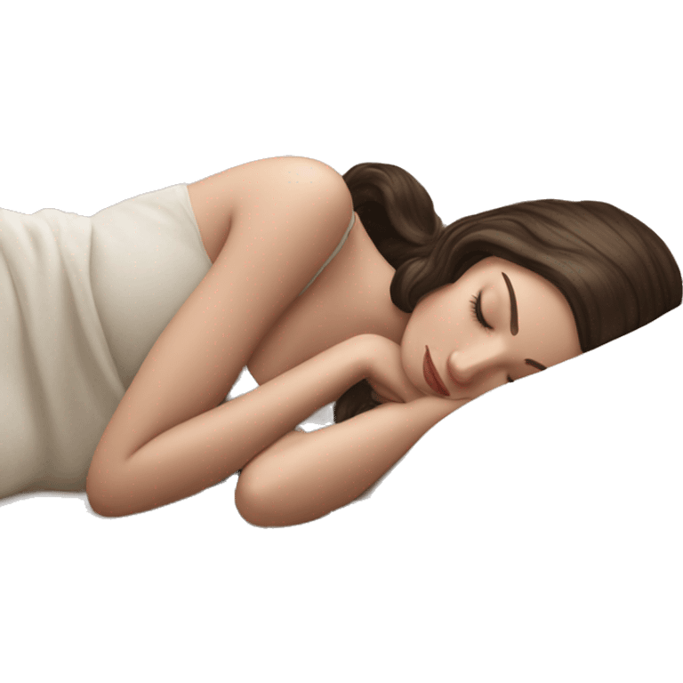 sleeping beauty brunette short hair white girl with a silk pillow emoji