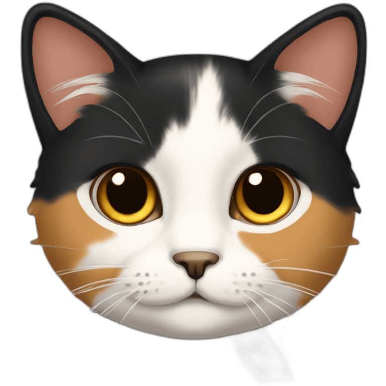 calico cat with mostly black hair emoji