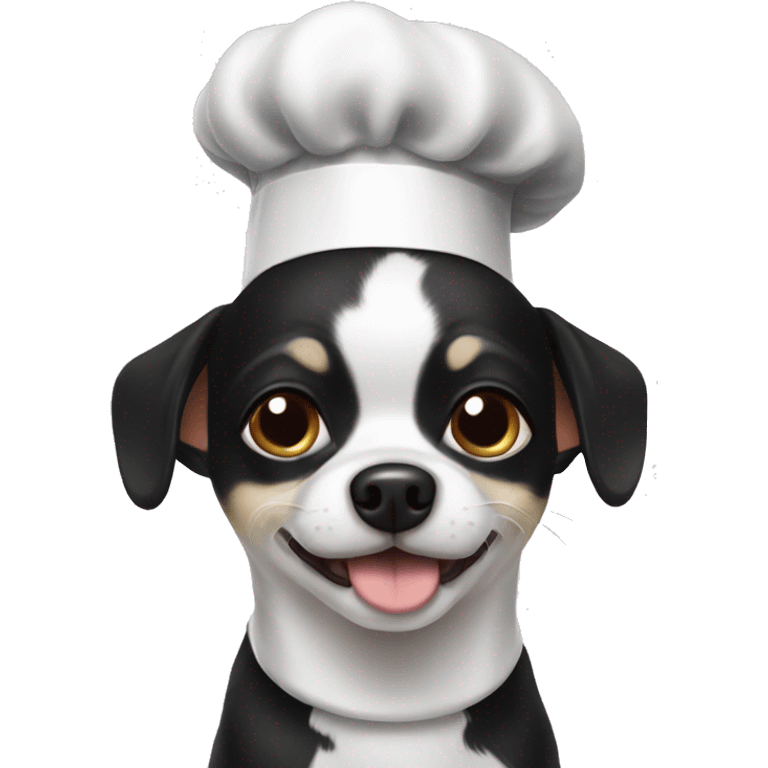 Black and white Chihuahua wearing chef hat emoji