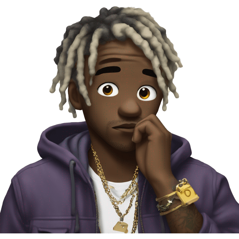 Lil uzi vert thoughtful with his hand on his chin emoji