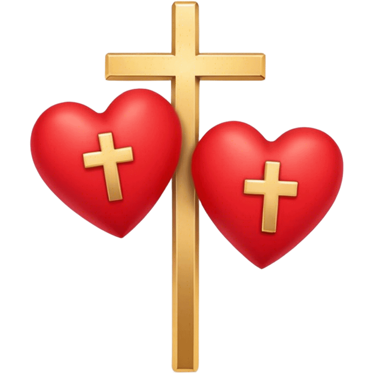 Two red hearts united by a gold cross  emoji