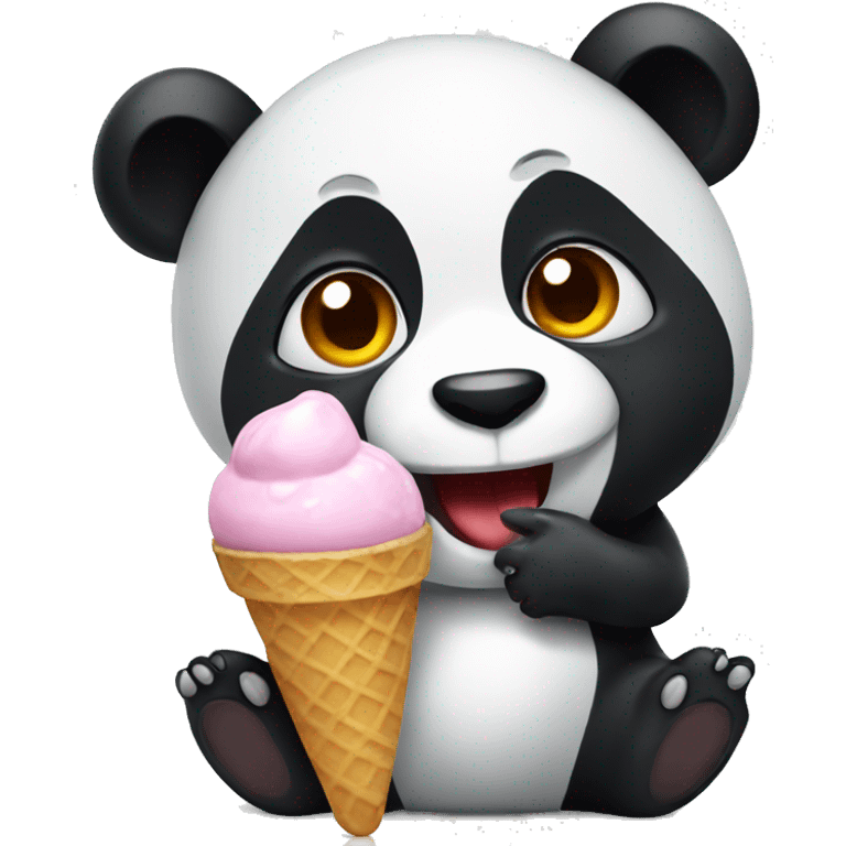 Panda eating ice cream emoji