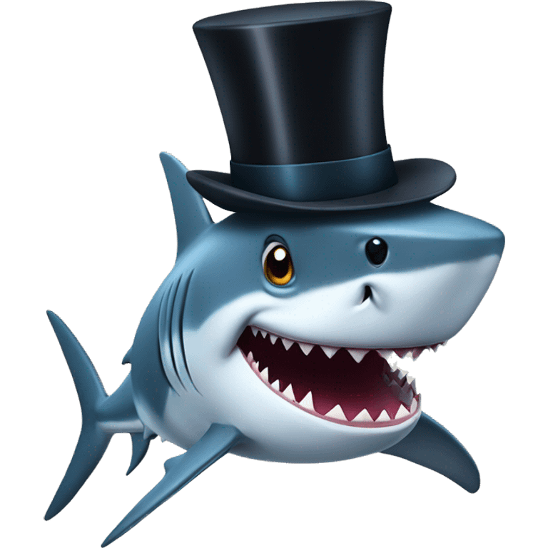 Shark with a top hat emoji