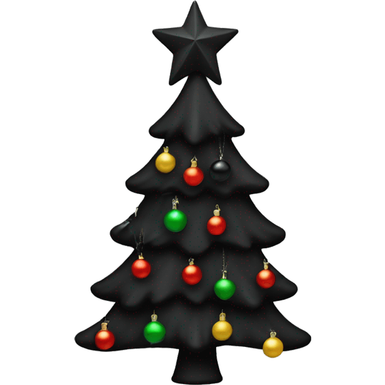 Black Xmas tree with black ornaments emoji