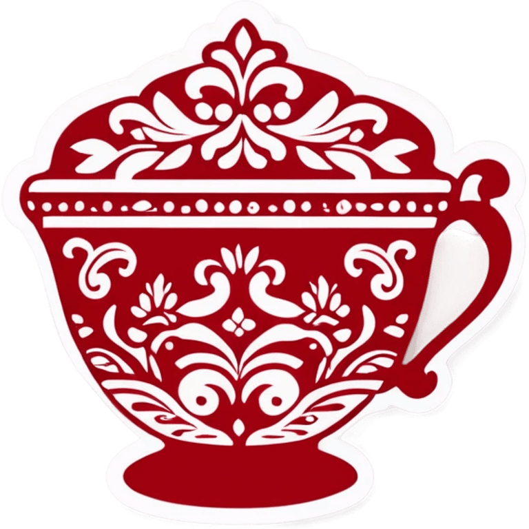 Vintage red tea cup emoji