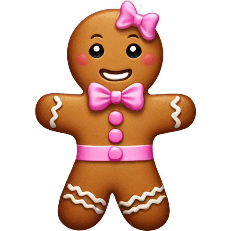 gingerbread man with a pink bow  emoji