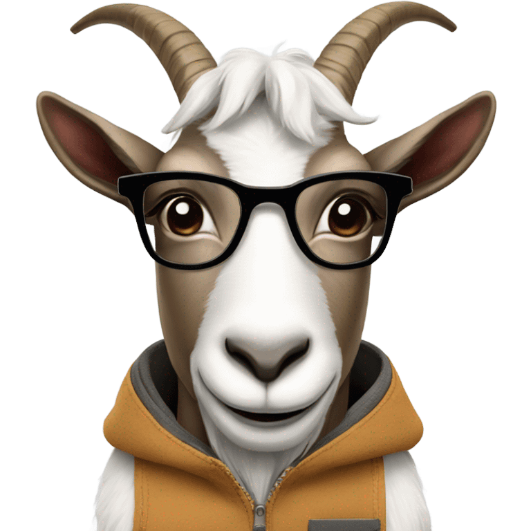 Goat with glasses and a pocket protector emoji