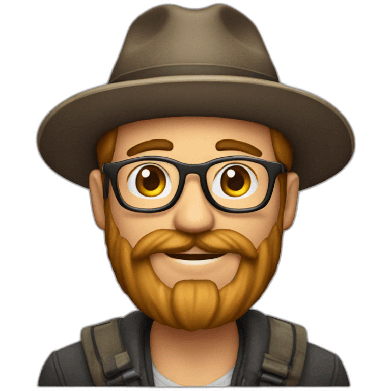 Hombre feliz con gorra y barba  emoji