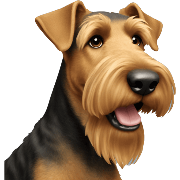 Airedale Terrier tilting head to right side emoji