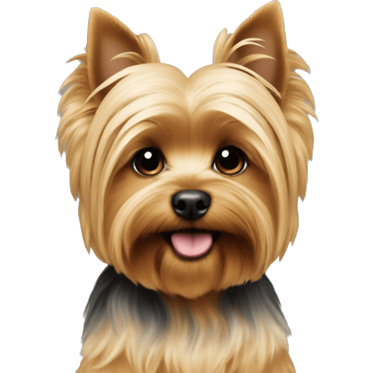 Fluffy blonde yorkie with his ears round  emoji