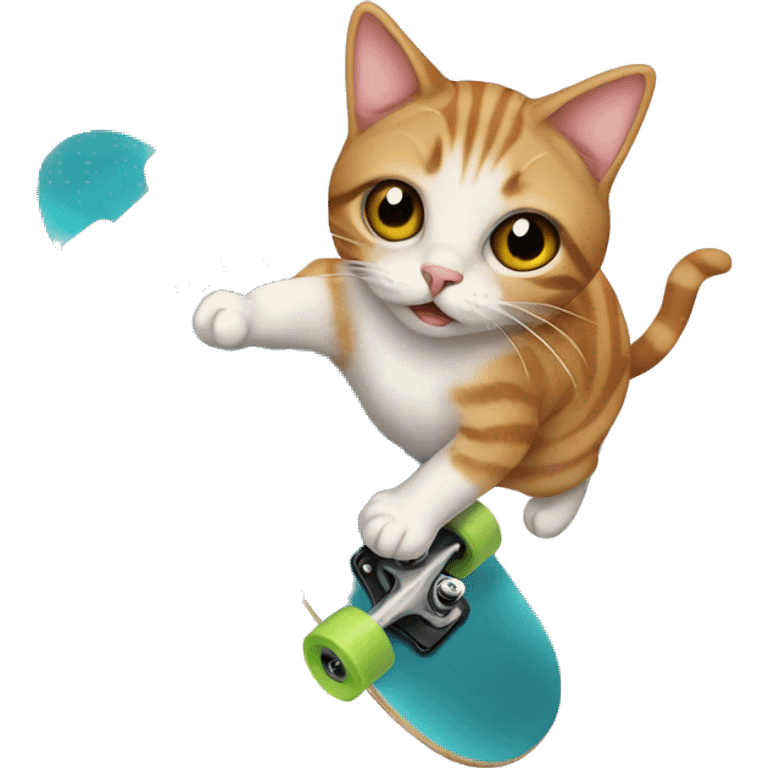 Cat fly on a skateboard  emoji