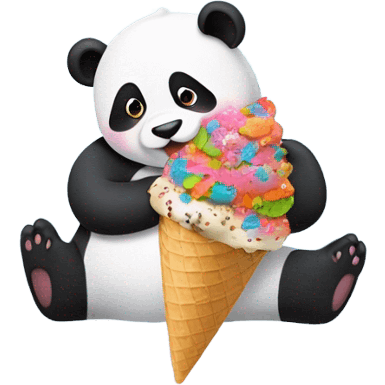 Panda eating ice creamy chicken wings with chicken breast for lunch today  emoji