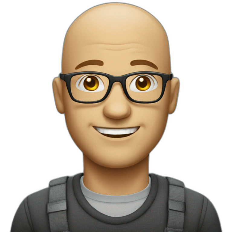 Bald smiley man with glasses emoji