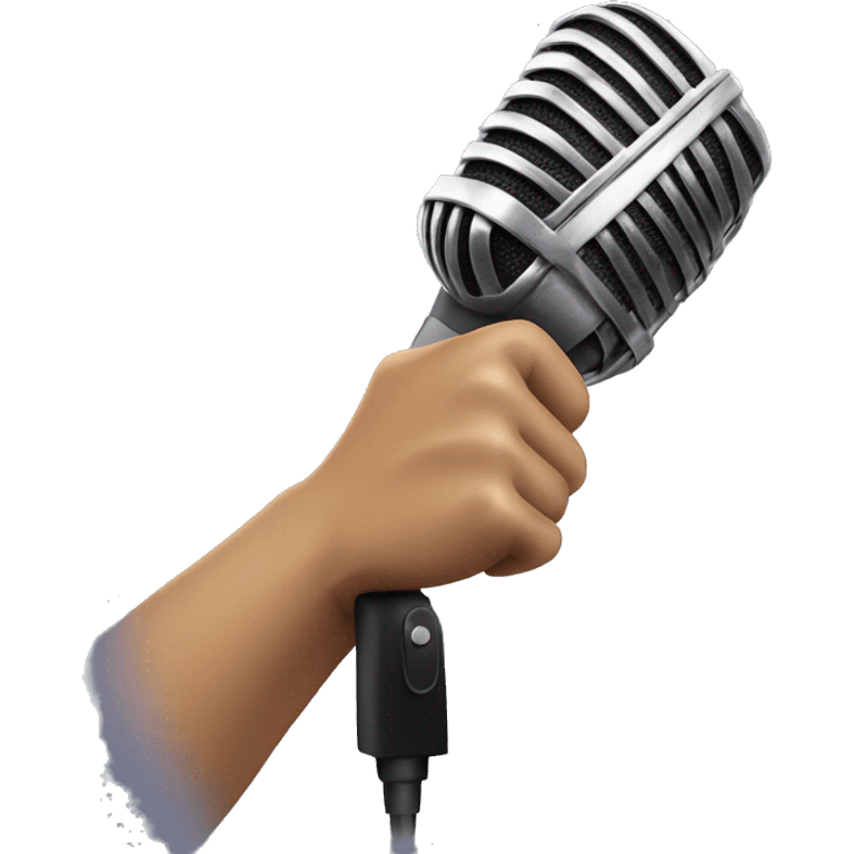 strong power hand holding a microphone up emoji