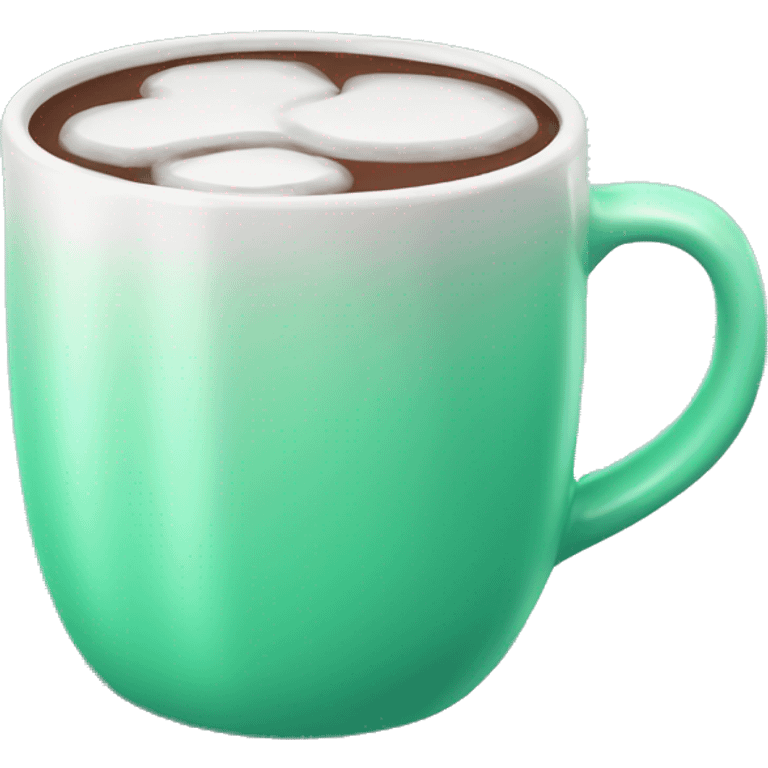 Realistic isolated gradient mint green hot chocolate mug. emoji