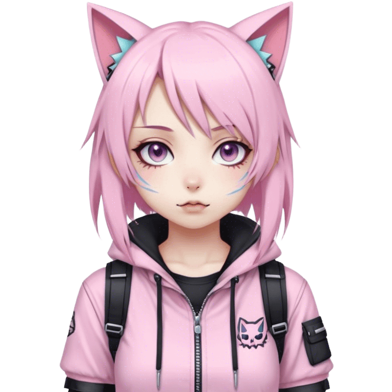 Edgy Kawaii Cute Cool Pastel Cartoon Beautiful Elegant Pretty Anime Punk Techwear Gothic Catgirl emoji