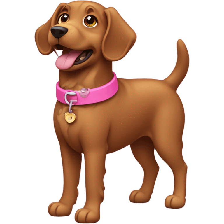 curly brown dog with pink collar emoji