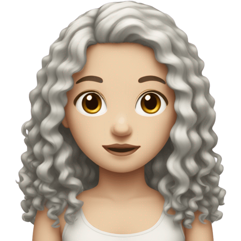 pale girl with long black curly hair emoji