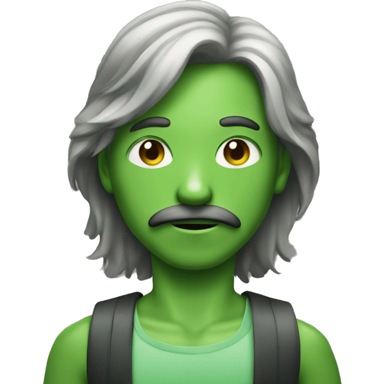 boy green skin with moustache and long hair emoji