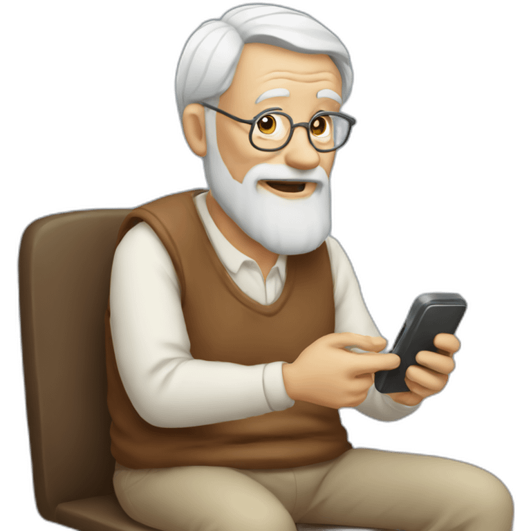 old man using mobile phone emoji