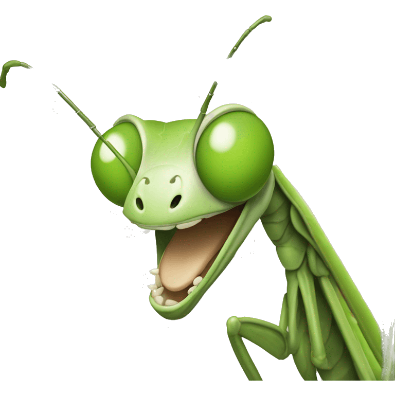 Mantis animada realista sonriendo emoji