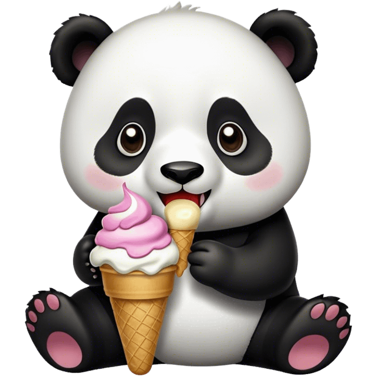 Panda eating ice cream emoji