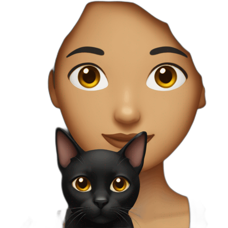 Latina woman with a black cat emoji