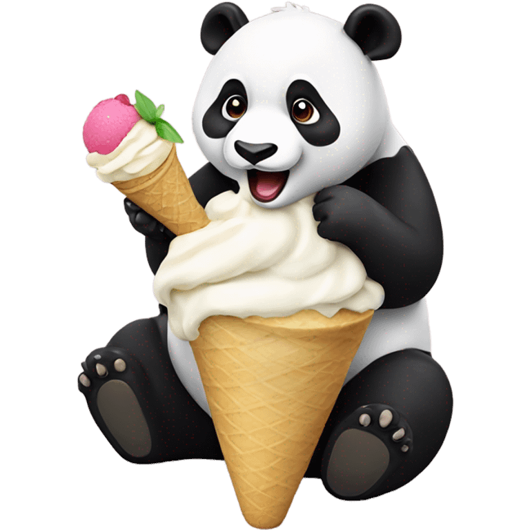 Panda eating ice cream emoji