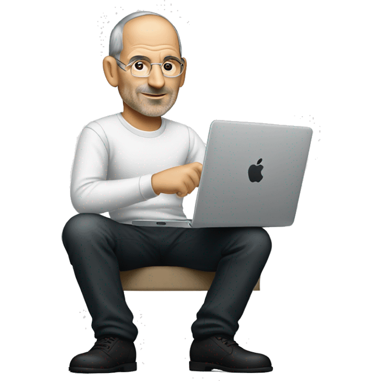 steve job sitting with macbook emoji