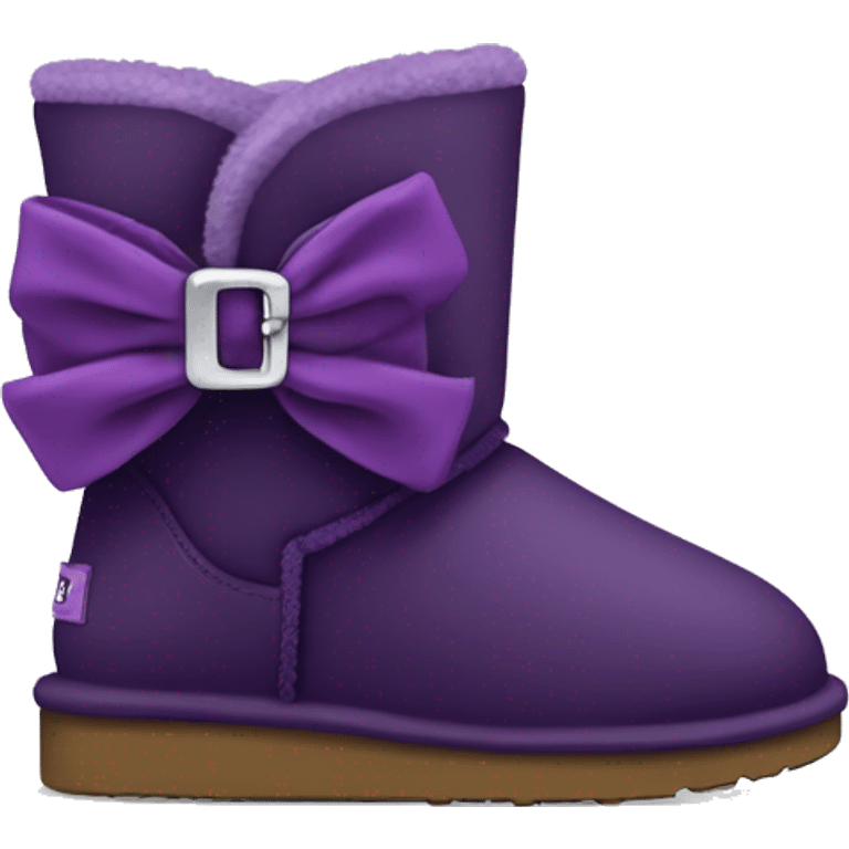 Dark Purple ugg boots with fur and purple silver buckle and light purple bow emoji