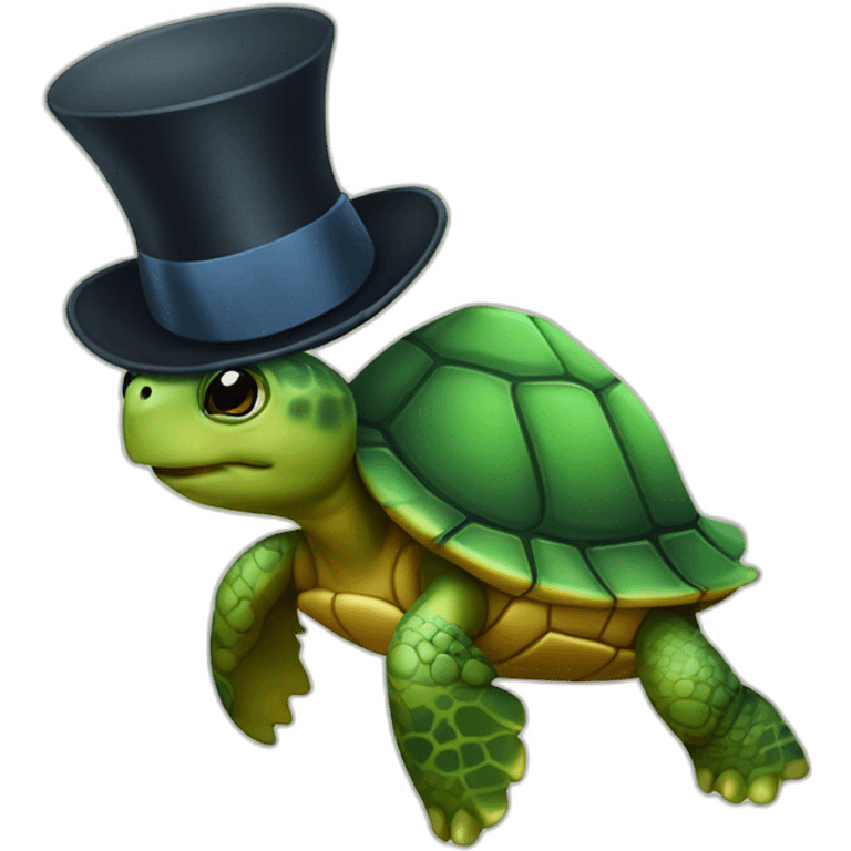 Turtle with a tie and tophat emoji