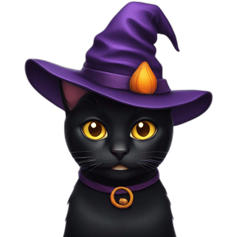 black cat with a witch hat emoji