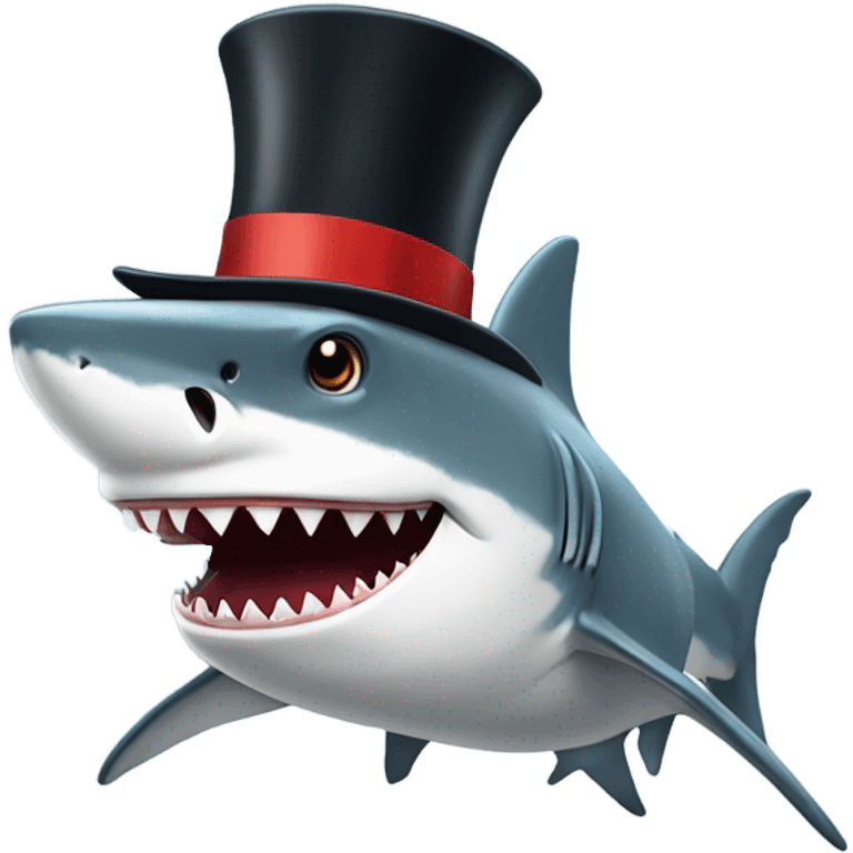 Shark with a top hat emoji