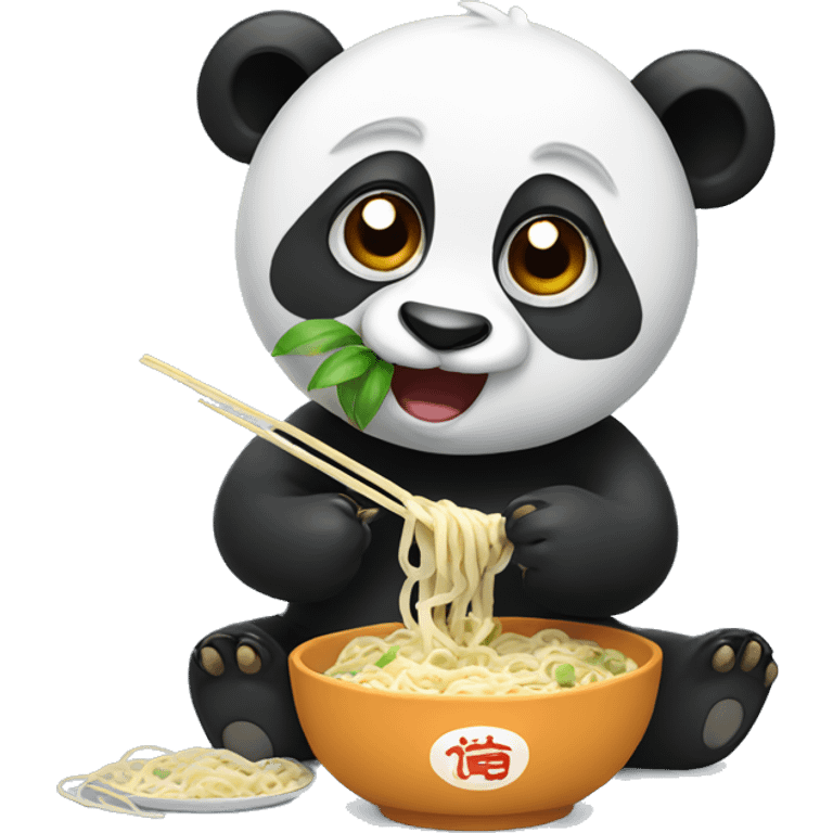 Panda eating noodles emoji