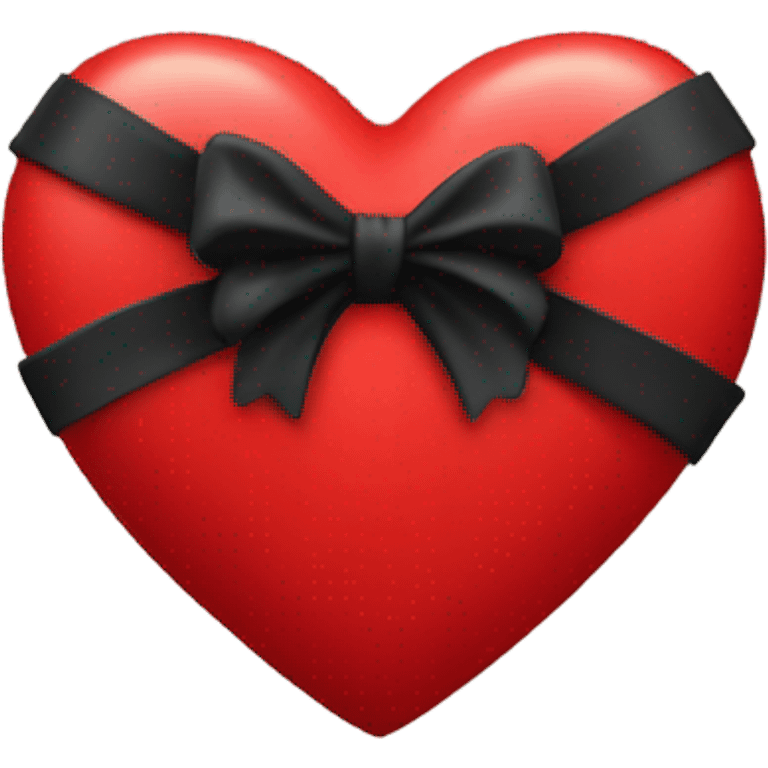 a red heart emoji with a black bow wrapped around it emoji