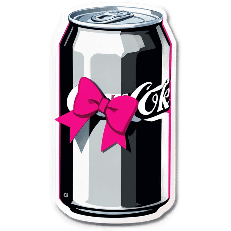 Can of Diet Coke with a pink bow on it emoji