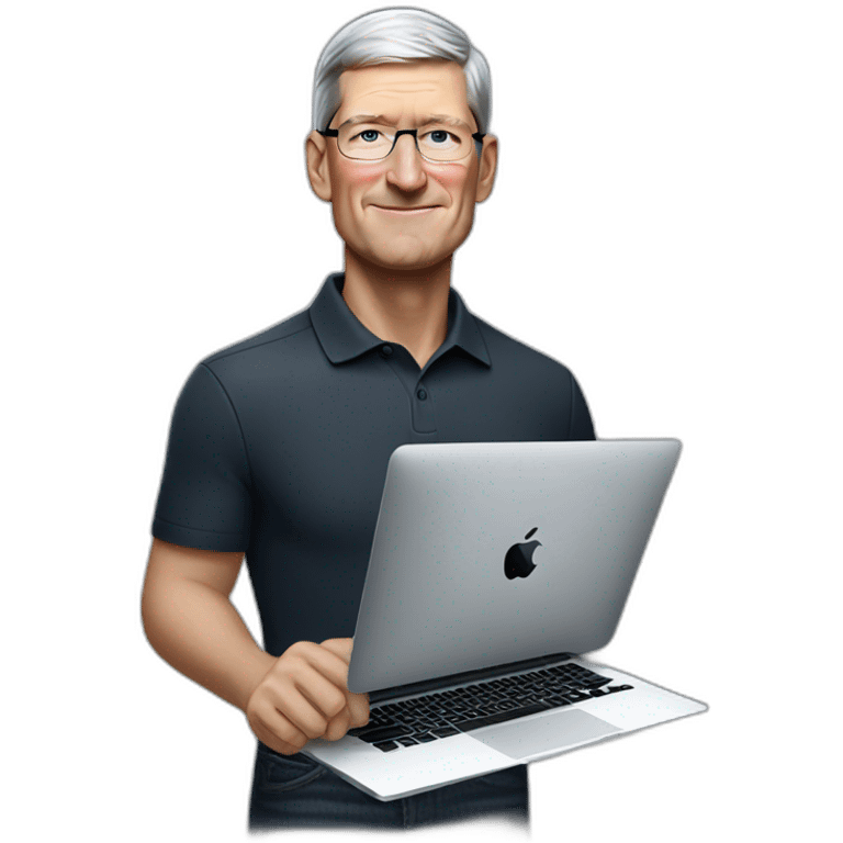 tim cook with macbook pro emoji