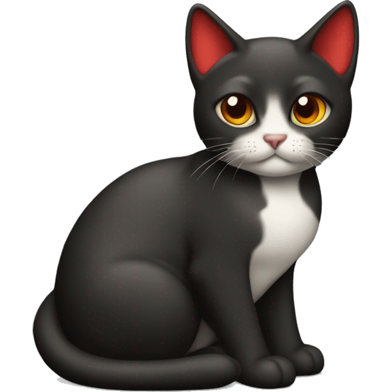 Gato negro con moño rojo emoji