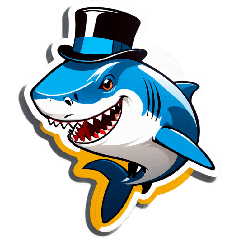 Shark with a top hat emoji