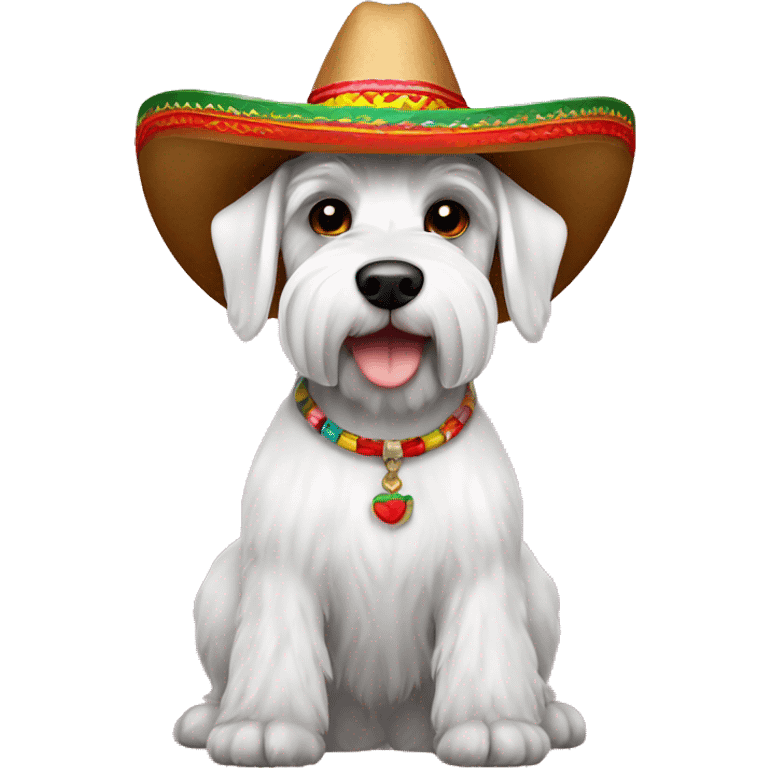 White schnauzer with mexican hat emoji