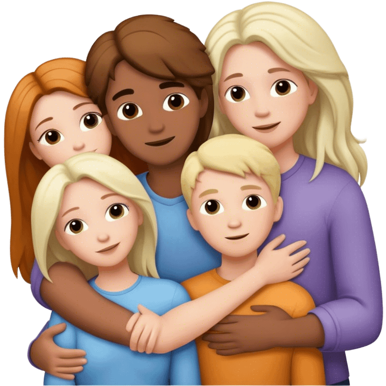 White family hugs 4 people emoji